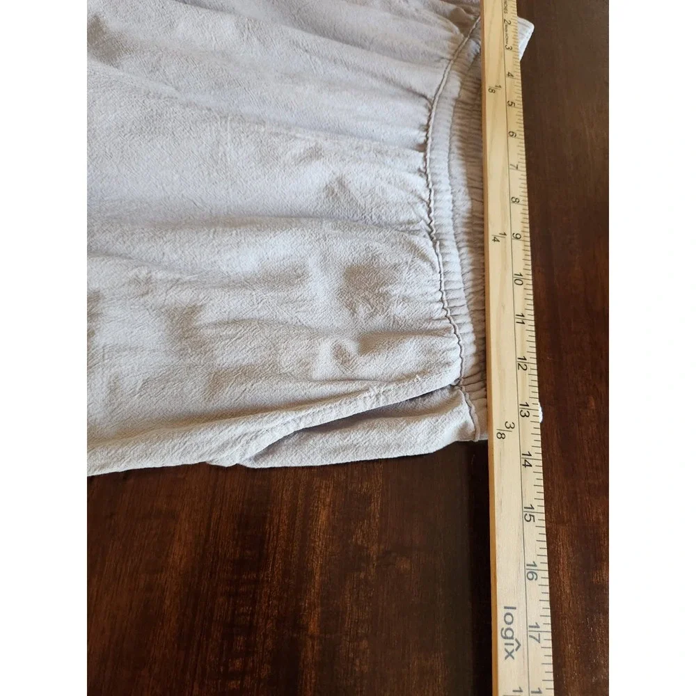 Ecupper Capri Pants Womens Size M Beige Wide Leg Crop Pull On Cotton Pockets